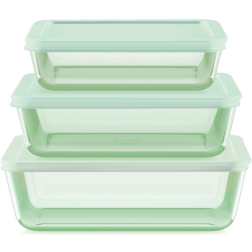 Pyrex? Simply Store? Tinted 6-piece Rectangle Storage Set with Plastic Lids. Green