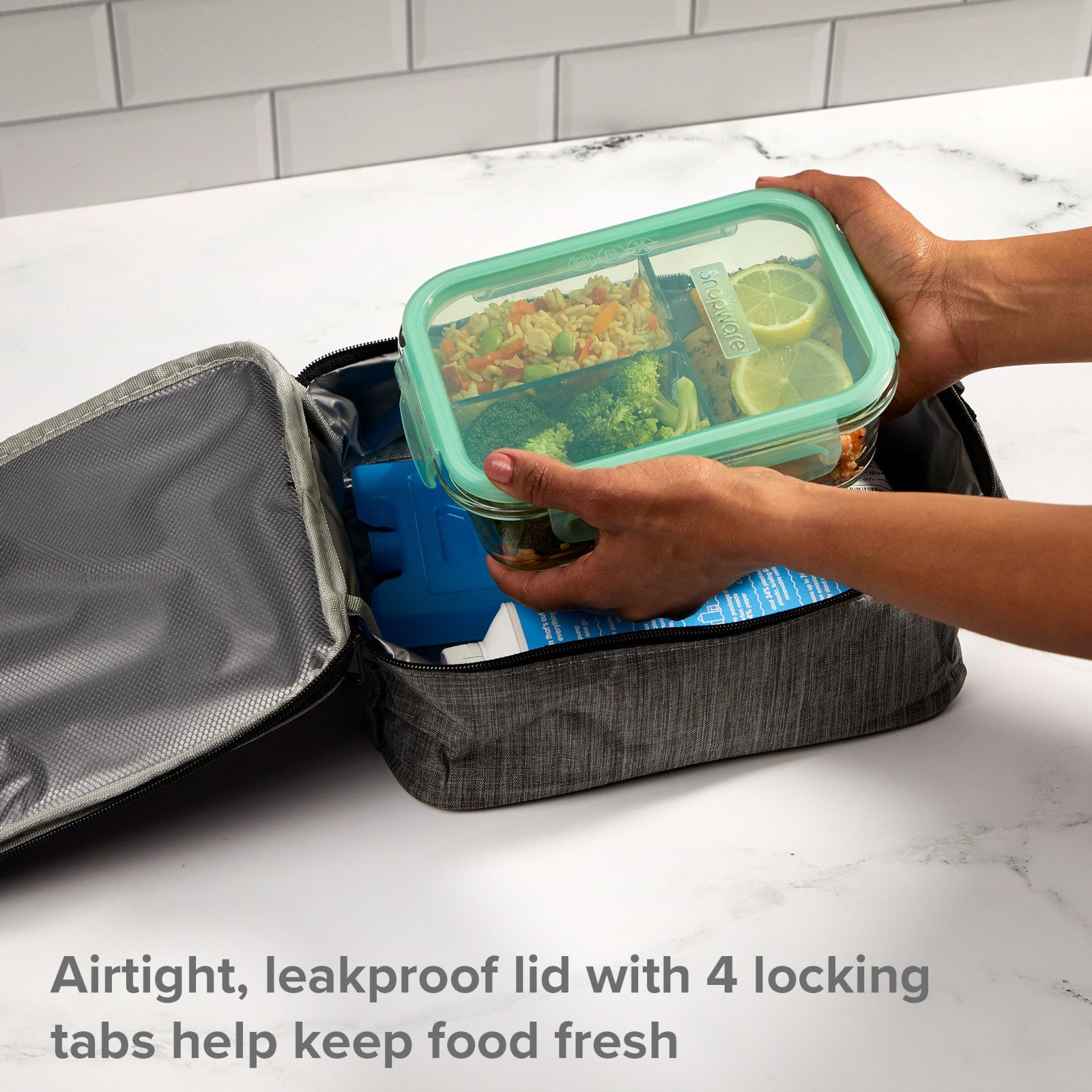 Snapware? MealBox? 3.8-cup Divided Glass Storage Container with Lid - Image 4