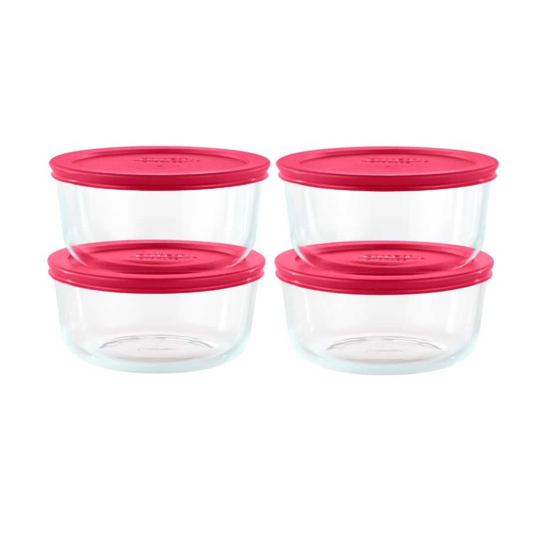 Pyrex? Simply Store? 8-piece Glass Food Storage Container Set with Red Lids