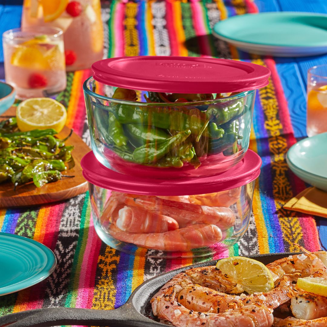 Pyrex? Simply Store? 8-piece Glass Food Storage Container Set with Red Lids - Image 2